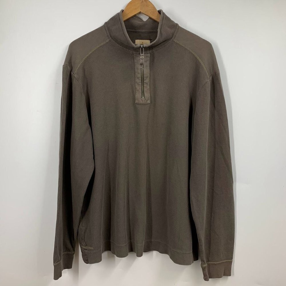 Tommy Bahama Men's 1/4 Zip Cotton Ribbed Long Sleeve Pullover Size XL